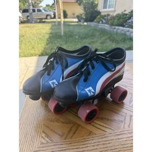 80's BLUE+White roller skates 800J Sunrunners Youth Size 4 Skater Shoes USA Made